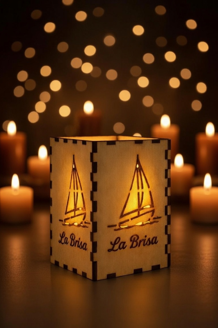 Personalized laser engraved candle and tea light holder